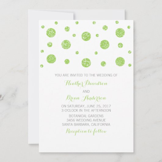 Green Glitzer Confetti Wedding Einladung (Vorderseite)
