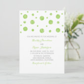 Green Glitzer Confetti Wedding Einladung (Stehend Vorderseite)