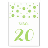 Green Glitzer Confetti Wedding Table Card Tischnummer (Rückseite)