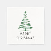 Green Glitzer Doodle Tree Frohe Weihnachten Serviette (Vorderseite)