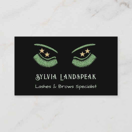 Green Glitzer Eyelashes für Lash Techniker Visitenkarte (Vorderseite)