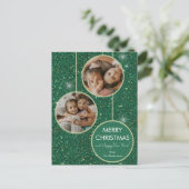 Green Glitzer Foto Frohe Weihnachten (Stehend Vorderseite)