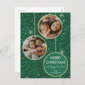 Green Glitzer Foto Frohe Weihnachten (Vorne/Hinten)