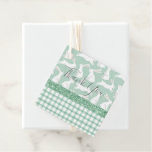 Green Glitzer Gingham Kariert Rabbits Vielen Dank Geschenkanhänger