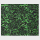 Green Glitzer Glam Tiger Streifen Muster Geschenkpapier (Flach)