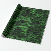 Green Glitzer Glam Tiger Streifen Muster Geschenkpapier (Ungerollt)