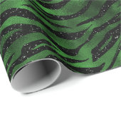 Green Glitzer Glam Tiger Streifen Muster Geschenkpapier (Rolleneckpunkt)
