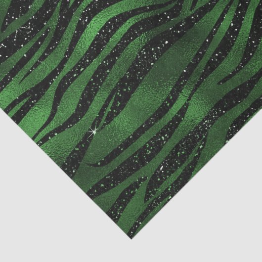 Green Glitzer Glam Tiger Streifen Muster Seidenpapier (Detail)