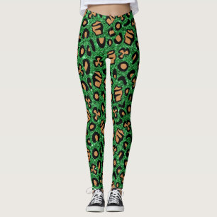 Green Glitzer Gold Leopard Kleeblatt Clou Irish Leggings