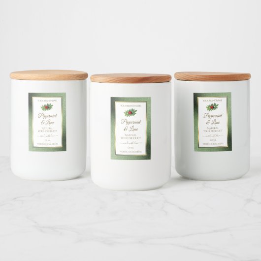 Green Glitzer Gold und White Product Label Ladybug Lebensmitteletikett (Flaschen)