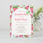 Green Glitzer Grad Cap, Watermelons Abschluss Einladung (Stehend Vorderseite)