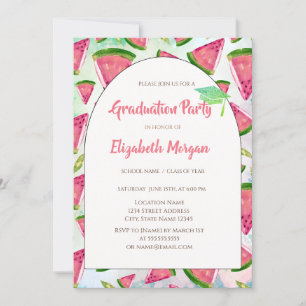 Green Glitzer Grad Cap, Watermelons Abschluss Einladung