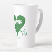 Green Glitzer Heart Mr & Mrs Large Latte Tasse (Rechte Ecke)