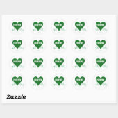 Green Glitzer Heart+Mrs Round Sticker (Blatt)