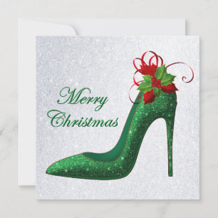 Green Glitzer Heelses Weihnachtsgrüße Karte
