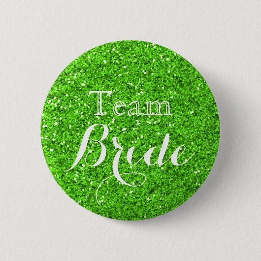 Green Glitzer Imitate Foil Wedding Team Bride Button (Vorderseite)