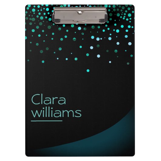 Green Glitzer Imitate Sparkle Confetti Moderni Klemmbrett (Vorderseite)