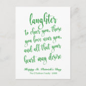 Green Glitzer Irish Toast St. Patrick's Day Postkarte (Vorderseite)