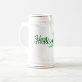Green Glitzer Kleeblatt Happy St Patrick's Day Bierglas (Vorderseite Links)