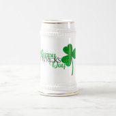 Green Glitzer Kleeblatt Happy St Patrick's Day Bierglas (Mittel)