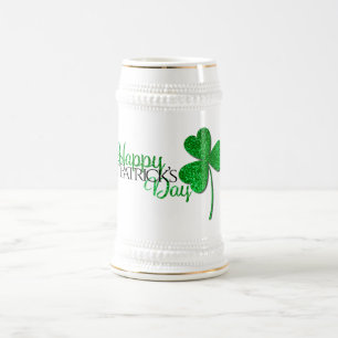Green Glitzer Kleeblatt Happy St Patrick's Day Bierglas