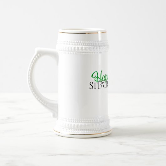 Green Glitzer Kleeblatt Happy St Patrick's Day Bierglas (Links)