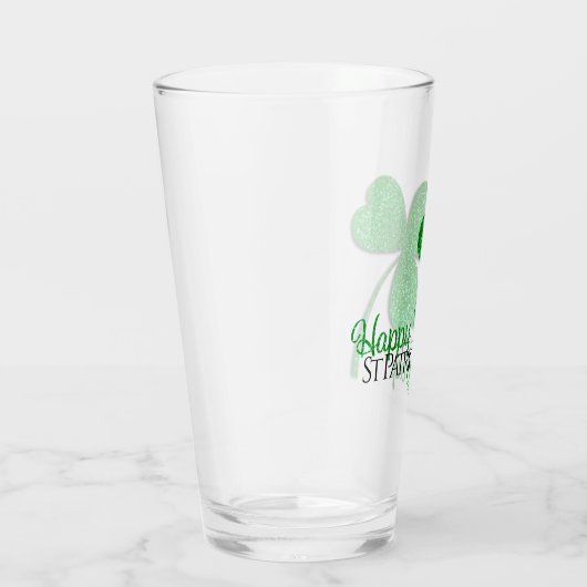Green Glitzer Kleeblatt Happy St Patrick's Day Glas (Rechts)