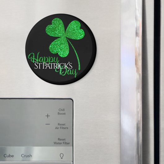 Green Glitzer Kleeblatt Happy St Patrick's Day T-S Magnet (In Situ (Kühlschrank))