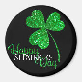 Green Glitzer Kleeblatt Happy St Patrick's Day T-S Magnet (Vorne)