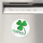Green Glitzer Kleeblatt Happy St Patrick's Day T-S Magnet (In Situ (Geschirrspüler))