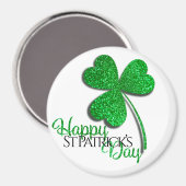 Green Glitzer Kleeblatt Happy St Patrick's Day T-S Magnet (Vorderseite/Rückseite)