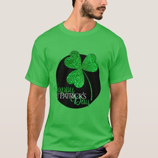 Green Glitzer Kleeblatt Happy St Patrick's Day T-S T-Shirt (Vorderseite)
