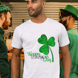 Green Glitzer Kleeblatt Happy St Patrick's Day T-Shirt