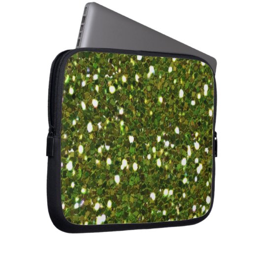 Green Glitzer Laptop Sleeve (Vorne Rechts)