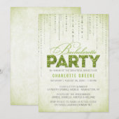 Green Glitzer Look Junggeselinnen-Abschied Einladu Einladung (Vorne/Hinten)