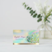 Green Glitzer Lotus Holographic Ink Yoga Visitenkarte (Stehend Vorderseite)