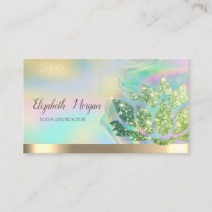 Green Glitzer Lotus Holographic Ink Yoga Visitenkarte