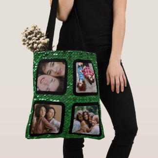 Green Glitzer Modern 4 Foto Collage BESTE FREUNDIN Tasche