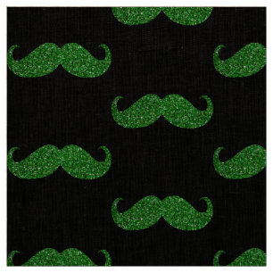 Green Glitzer Mustache Stoff