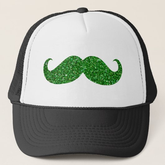 Green Glitzer Mustache Truckerkappe (Vorderseite)