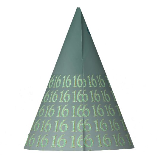 Green Glitzer Number 16, Sweet 16 Birthday Partyhütchen (Rückseite)