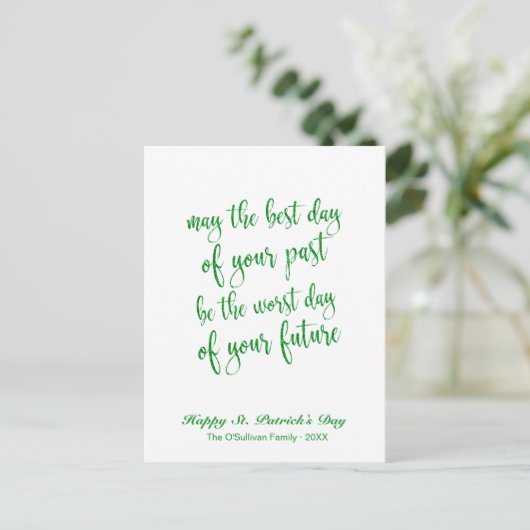Green Glitzer Old Irish Sessing St. Patrick's Day Postkarte (Stehend Vorderseite)