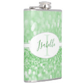 Green Glitzer Personalisieren Flasche Flachmann (Rechts)