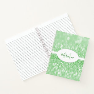 Green Glitzer Personalisieren Notebook Notizblock