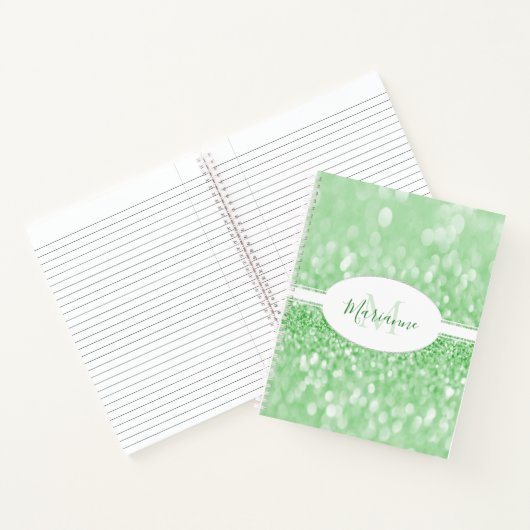Green Glitzer Personalisieren Notebook Notizblock (Innenseite)