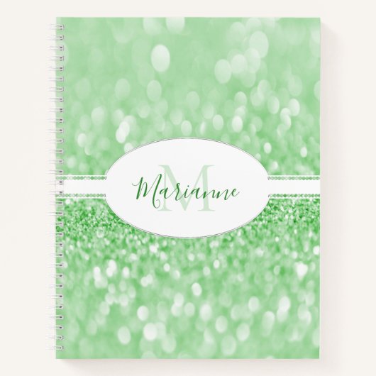 Green Glitzer Personalisieren Notebook Notizblock (Vorderseite)
