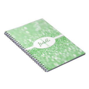 Green Glitzer Personalisieren Notebook Notizblock
