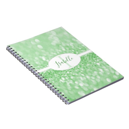 Green Glitzer Personalisieren Notebook Notizblock (Rechte Seite)