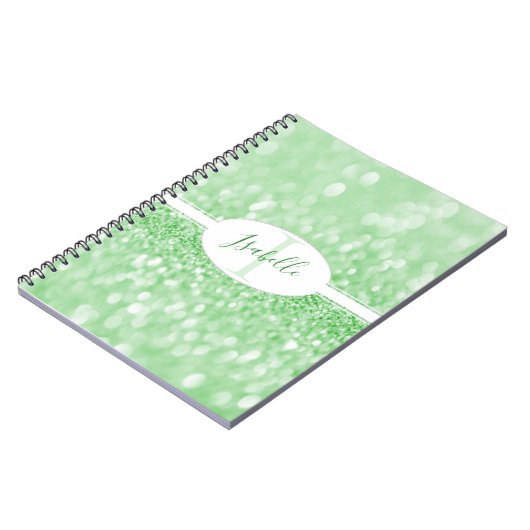 Green Glitzer Personalisieren Notebook Notizblock (Linke Seite)