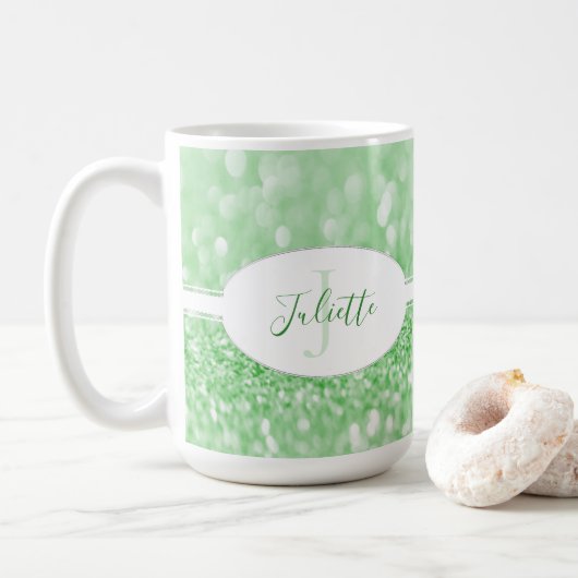 Green Glitzer Personalisieren Sie die Kaffee-Tasse Kaffeetasse (Mit Donut)